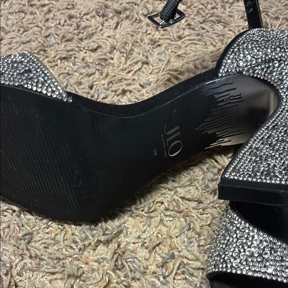 Jennifer Lopez Black and Silver Heels with Sparkly Accents - Picture 2 of 3